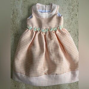 Girl's Marmellata Peach & White Polka Dot Sleeveless Tulle Dress Size 2T
